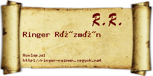Ringer Rézmán névjegykártya